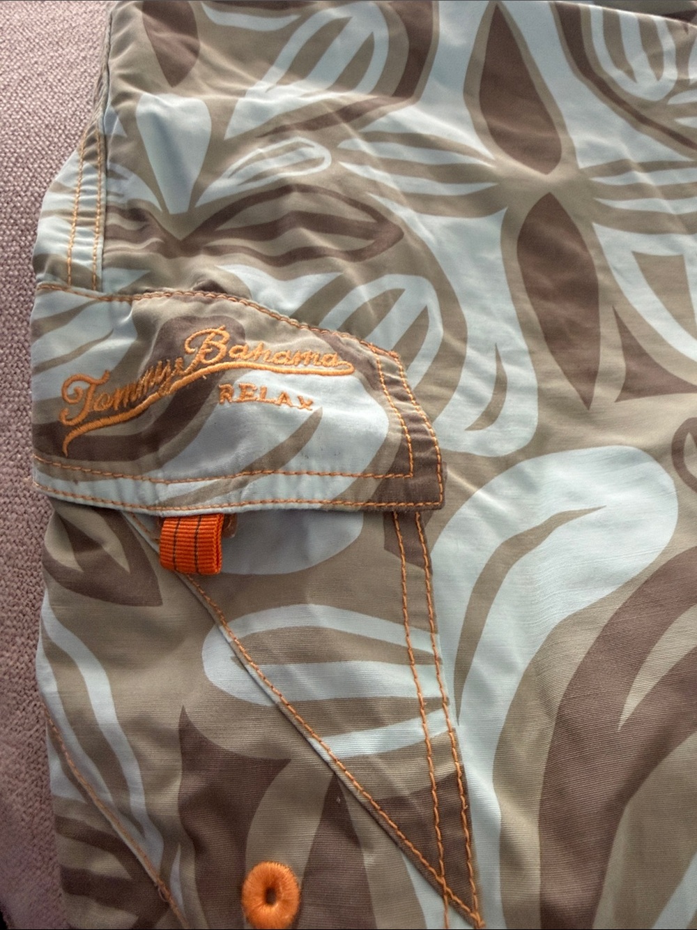 Tommy Bahama Beige, Light Blue & Orange Floral Swim Shorts